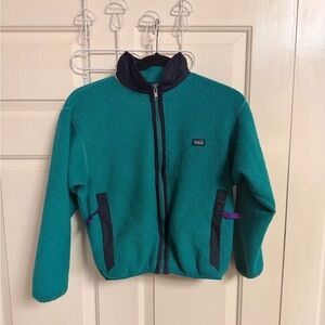 KIDS VTG 90s Patagonia Full Zip Teal Fleece